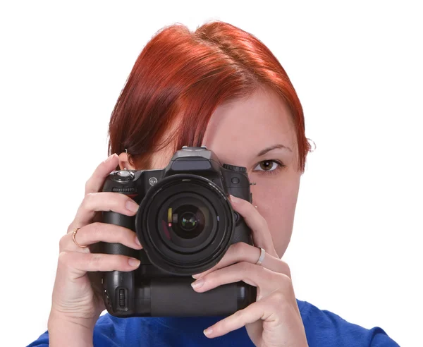 Teen girl photographer — Stock Photo, Image