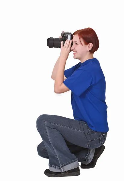 Teen girl photographer — Stock Photo, Image