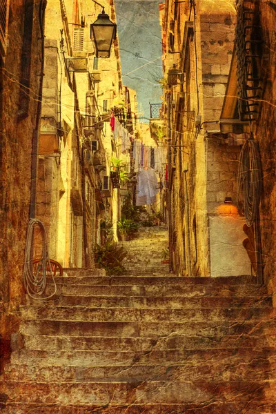 Rua lateral em Dubrovnik — Fotografia de Stock