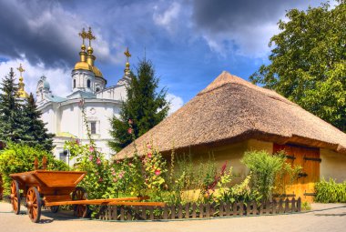 Typical ukrainian courtyard clipart