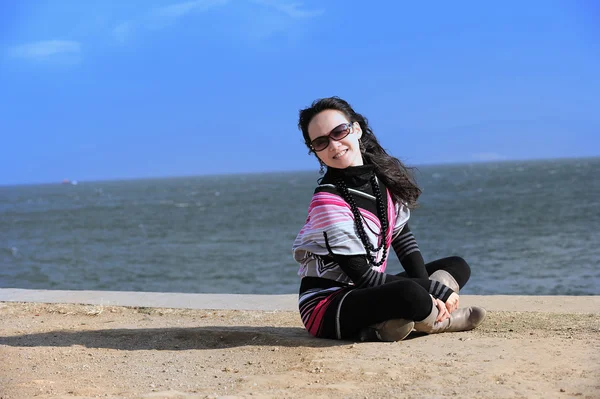 stock image Pretty girl seaside