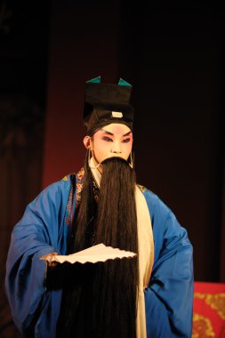 China opera man with long black beard clipart