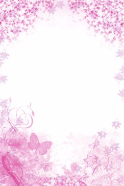 Pink floral Background with butterfly clipart