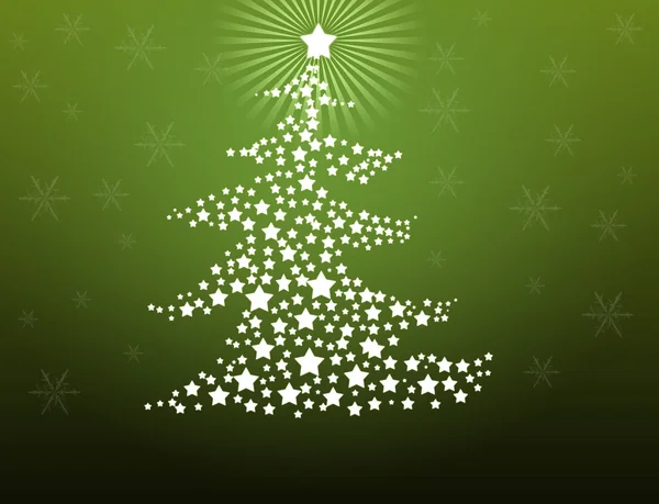 Vánoční strom z hvězd na zelené — Stock fotografie