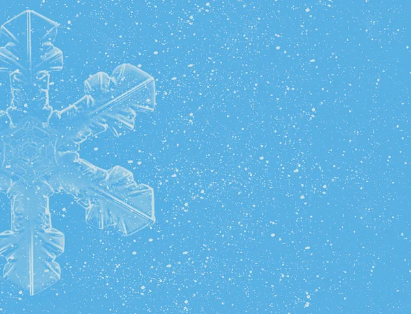 Lite μπλε νιφάδες χιονιού σε μπλε φόντο — Φωτογραφία Αρχείου