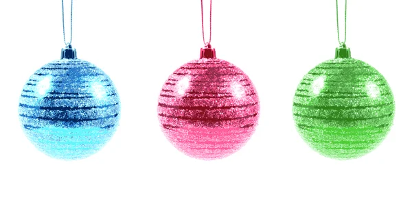 Tre ornamenti natalizi su bianco — Foto Stock