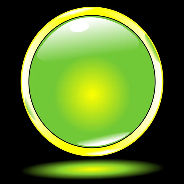Groene knop op de zwart — Stockvector
