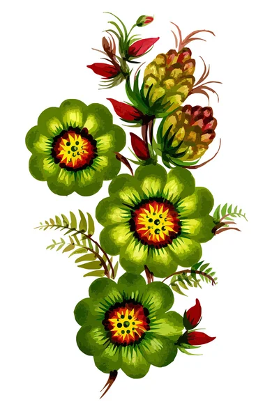 Flores decorativas verdes — Archivo Imágenes Vectoriales