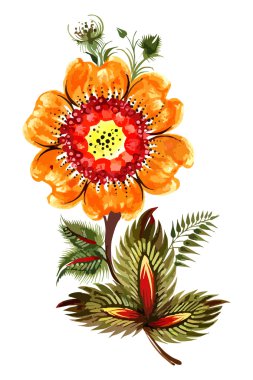 Orange decorative flower clipart