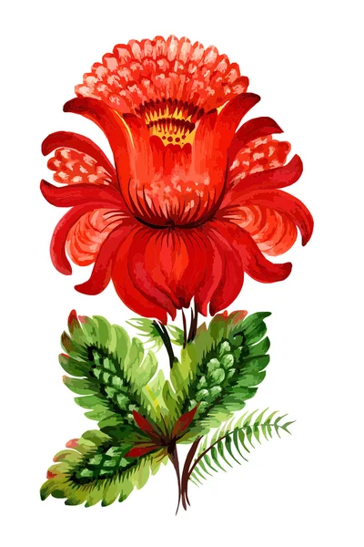 Flor decorativa roja — Vector de stock
