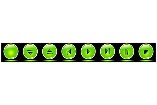 Multimédia brillant de boutons — Image vectorielle