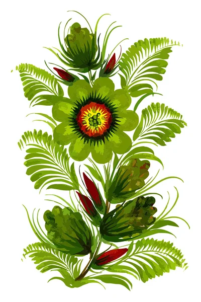 Flor decorativa verde — Vector de stock