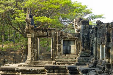 Ruined temple in the central Angkor thom clipart