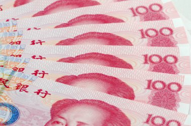 One hundred yuan notes clipart