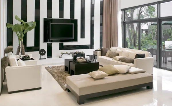 Sala de estar com o mobiliário moderno — Fotografia de Stock