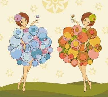 Two girls clipart