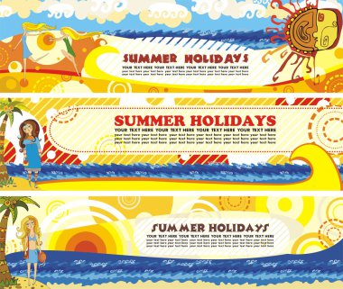 Summer banners clipart