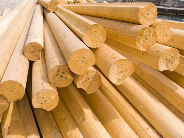 Оциліндрованої колоди дерев'яні — стокове фото