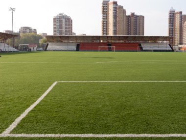 Stadium with a field for soccer clipart