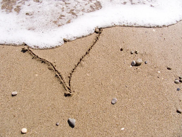 Kum üzerinde kalp — Stok fotoğraf