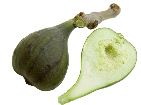 Two half of green fig — Stock Photo, Image
