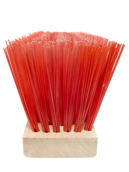 Escova vermelha de madeira — Fotografia de Stock