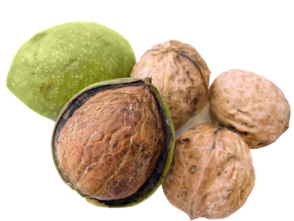 Fresh walnut with leaves — Stock Photo, Image