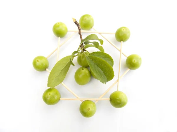 Composition from berries green plums — Stock Photo, Image