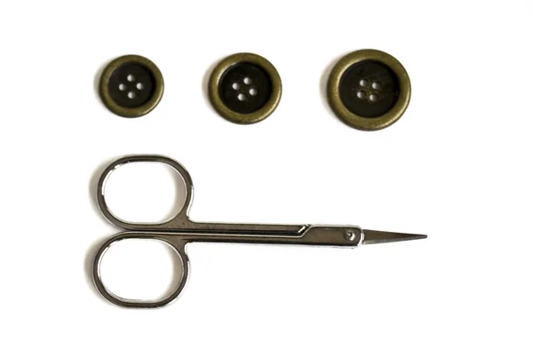 Buttons and scissors — Stock Photo, Image