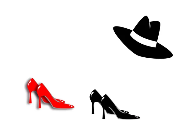 Man hat and woman shoes — Stock Photo, Image