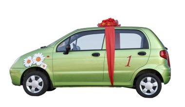 Car with bow clipart
