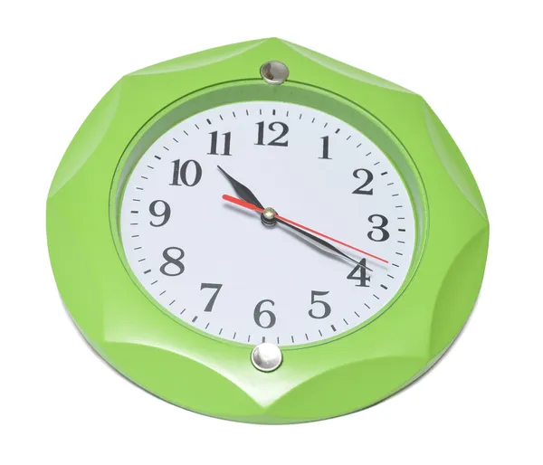 Zegar zielony ściana — Zdjęcie stockowe