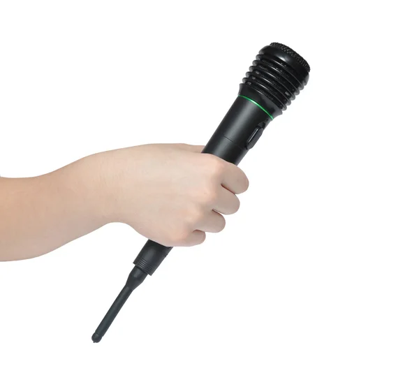 Hand met microfoon — Stockfoto