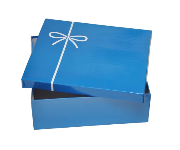 Scatola regalo blu aperta — Foto Stock