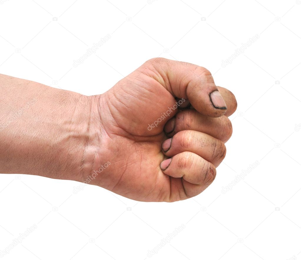 Hand closed in a fist