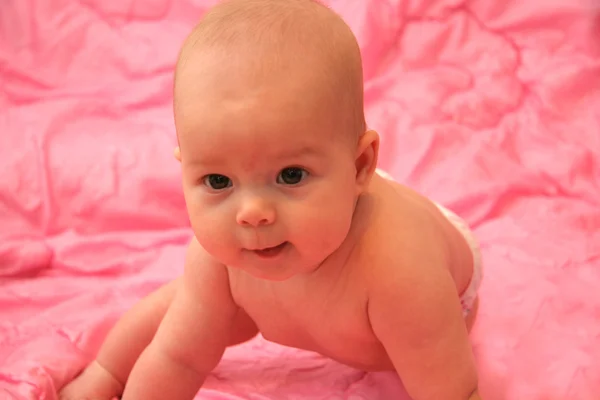 Fetița pe un fundal roz — Fotografie, imagine de stoc
