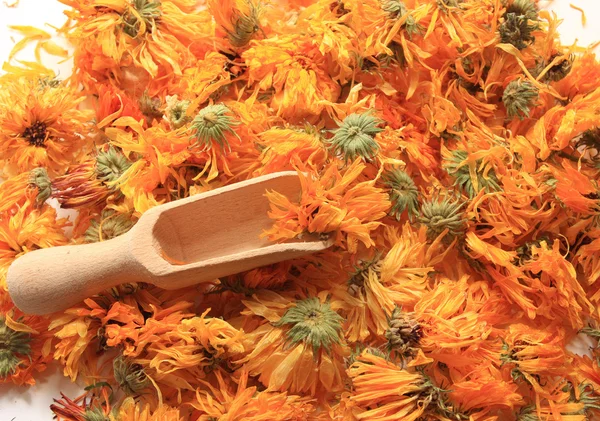 Las flores secas medicinales de la caléndula y s — Foto de Stock