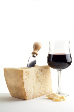 Parmesan cheese and wine glass clipart