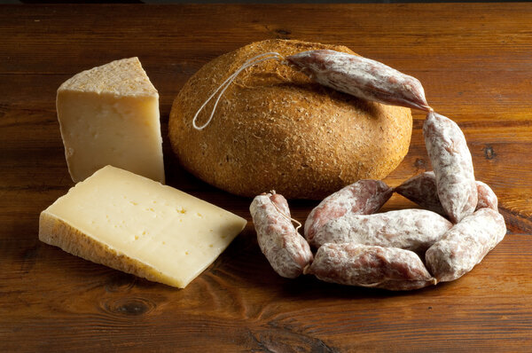 Selection of cheese and salami