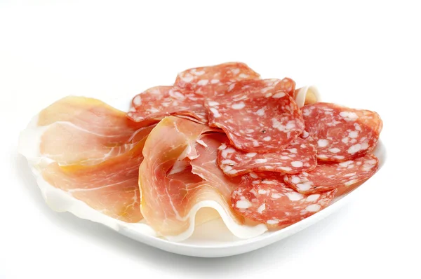 Ham and salami — Stock Photo, Image