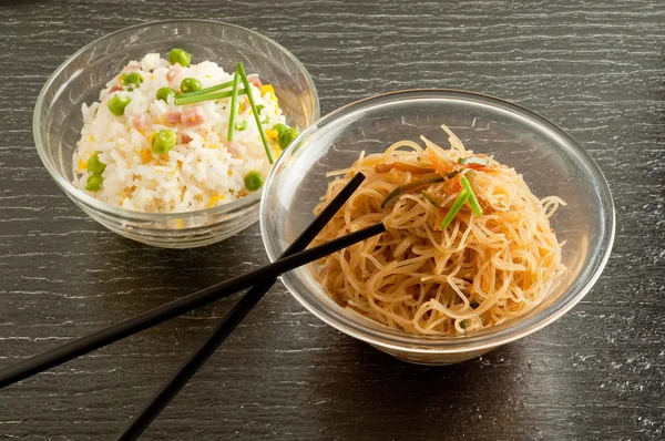 Cantonese rice and soy spaghetti — Stock Photo, Image