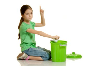 Child advicing for recycling clipart