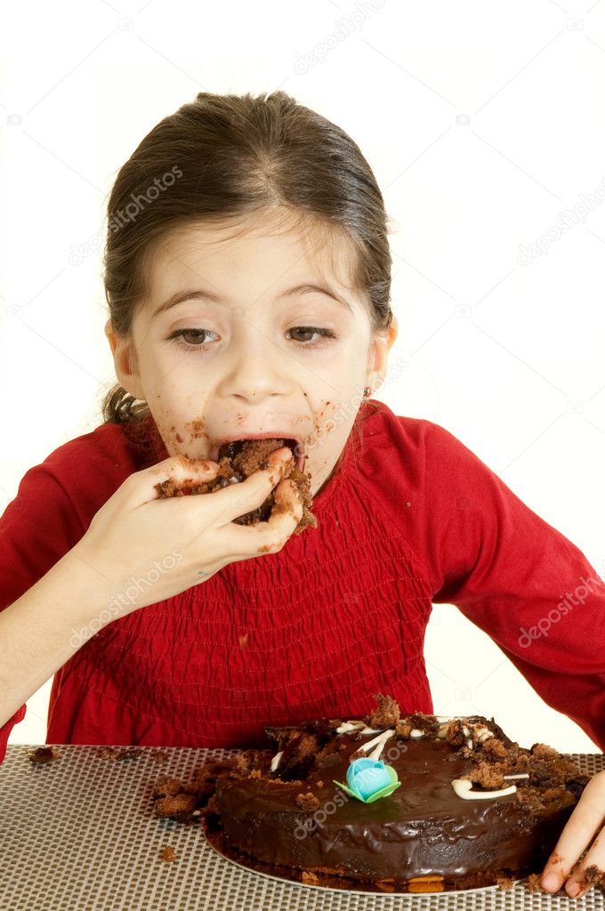 Child Eating Chocolate Cake — Stock Photo © Marcomayer 2237963