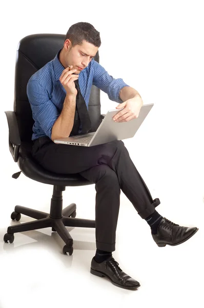 Thinking man with notebook — Stock Photo, Image