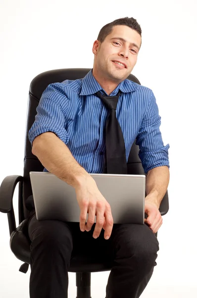 Smiling man with notebook — Stock Photo, Image
