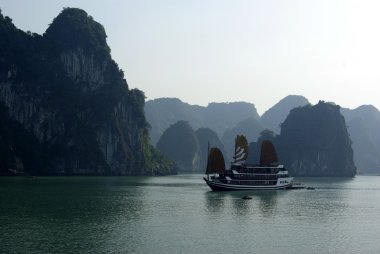 Junk in the Halong bay clipart