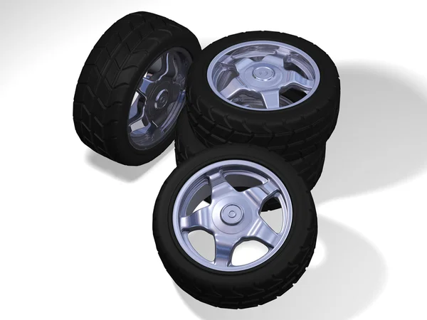 Cuatro ruedas con neumáticos deportivos — Foto de Stock