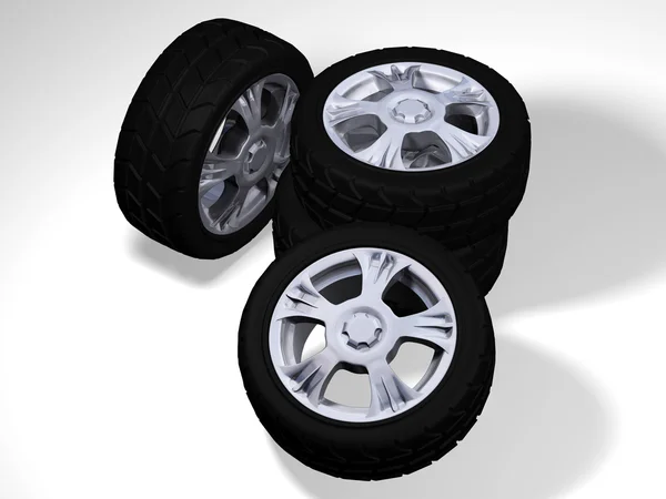 Cuatro ruedas con neumáticos — Foto de Stock