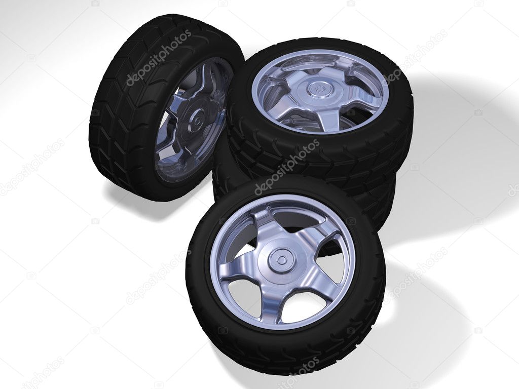 Four wheels with sport tyres