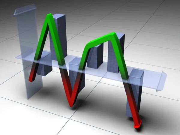 Gráfico de negócios para cima e para baixo — Fotografia de Stock